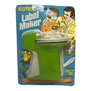 Vintage Rotex Compact Label Maker 3/8&#034; Lime Green NOS Sealed