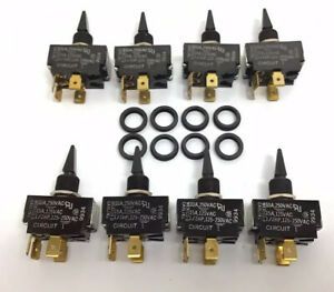 (8) Carling Toggle SWITCHES 2GG51 ; ON-OFF-ON; 15A; 125VAC, 3 POSITION, 4 POST