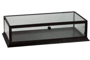 SSW Basics Black Wood Countertop Locking Display Case - 31” W x 18&#034; D x 8&#034; H
