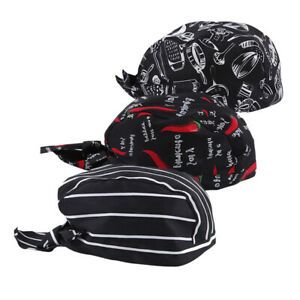 3 Pieces Unisex Chef Tie Back   Professional Skull   Catering Chef Hat