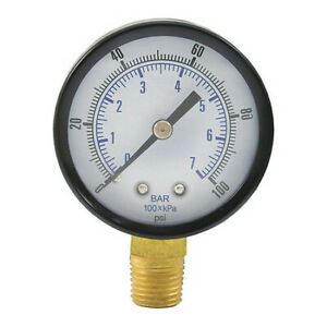 JONES STEPHENS G60100 Pressure Gauge,100 PSI,2&#034; Face