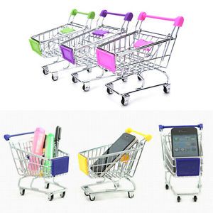 Mini Supermarket Handcart Shopping Cart Trolleys Phone Holder Gift Storage To^fi