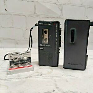 Realistic Microcassette Recorder Micro-29 14-1059  2 Tapes Tested &amp; Leather Case