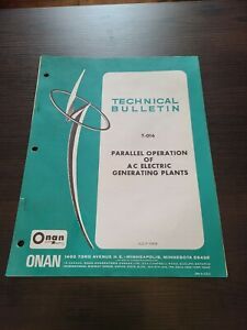 Vintage 1968 Onan Technical Parallel Operation of AC Electric Generating Plants
