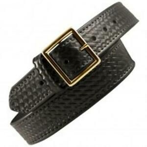 Boston Leather 6505 Garrison Leather Belt W/ 40&#034; Nickel Buckle Basket Weave