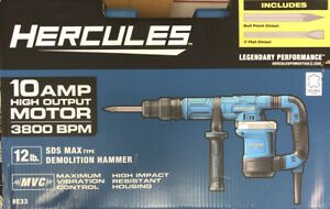 Hercules HE33 12lb. 10A 3800 BPM High Output Motor SDS MAX Demolition Hammer