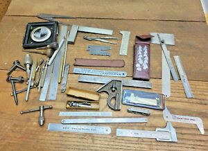 L1371- Lot of Vintage Machinist Box Contents Tools - STARRETT ETC