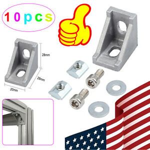 10Pack 90° Brace/Angle Bracket Unit for 2020 Aluminum Profile - 28 x 28 x 20 mm