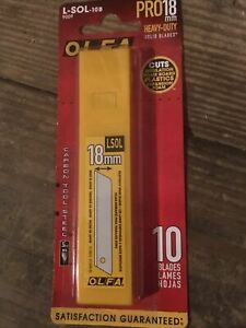OLFA Heavy-Duty &#039;Solid&#039; Blades 10/pk (OLFA LSOL-10B).