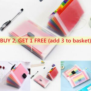 File Bag Rainbow Color Mini Receipt Bill Bag Organizer Folder Holder Expandable