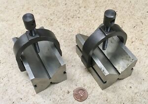 PAIR OF 2 3/4” BY 1 3/4” BY 1 9/16” V-BLOCKS WITH CLAMPS