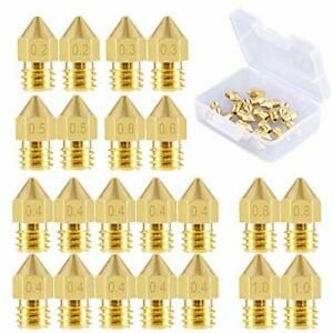 Pieces 3D Printer Nozzles MK8 Nozzle 0.2mm, 0.3mm, 0.4mm, 0.5mm, 0.6mm, 22