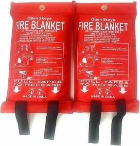 2 Pack Fire Blanket Fiberglass Emergency Survival Safety Cover for Kitchen Home