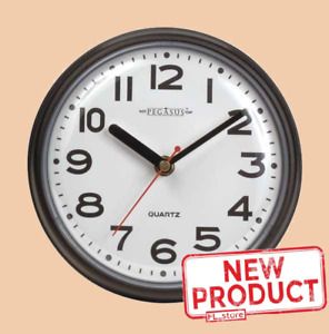 7&#034; Analog Wall Clock Quartz Battery Powered Home Office Decor Modern Black NEW