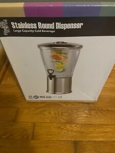 CBDRT3SS Beverage Dispenser, Round, 3 Gallon, Stainless Steel w/Infuser Tube,