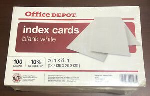 Lot of 5 New SEALED Office Depot Index Cards Blank White 5x8 Ships Immediately!!