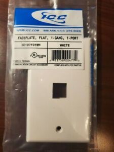 25- ICC IC107F01WH FACEPLATE FLAT WHITE 1 GANG 1 PORT NEW