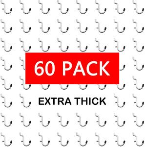 60 Pack 1/4&#034; Pegboard J Hooks Metal J Hooks 1/4&#039;&#039; Pegboard Attachments Hooks Peg