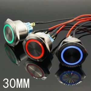 30mm 12V Momentary Push Button Metal DIY Press Switch LED