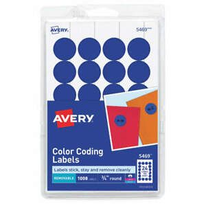 AVERY 727825469 Laser/Inkjet Label,3/4&#034; H,3/4&#034; W,PK42