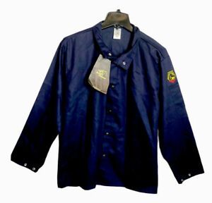 Black Stallion TruGuard 200 9oz Navy FR Cotton Welding Jacket (Large) (FN9-30C)