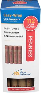 Royal Sovereign Preformed Coin Wrappers, 112 Penny Coin Wrappers FSW-112P