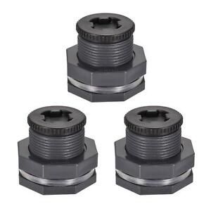 3 Set PVC Bulkhead Tank Adapter with Plug Fitting G1 Threaded for Rain Bucket