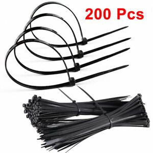 Self-locking plastic nylon tie black white fastening cable tie zip set 200PCS