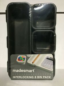Madesmart Organizer Interlocking 8 Bin Pack - Drawer Organizer - Black