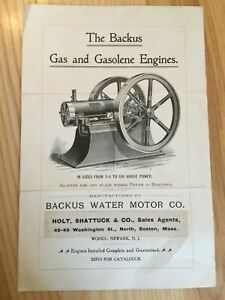 Ephemera The Backus Gas &amp; Gasoline Engines Hit or miss Backus Water Motor Co NJ