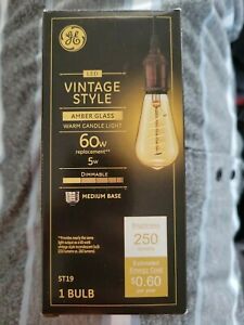 GE 5W ST19 Edison Dimmable Amber Soft White Spiral Vintage