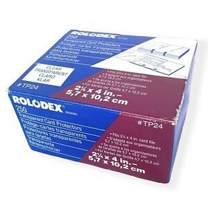 Roledex 250 Transparent Card Protectors 2.25 X 4 in Card Files No. TP-24 Vintage