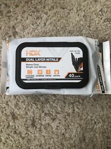 HDX Dual Layer Nitrile Heavy Duty Single Use Gloves Large