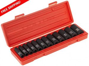 3/8 Inch Drive Deep 6-Point Impact Socket Set, 12-Piece, High-Torque Extra-Deep