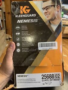 12 Pair Kleenguard Nemesis 3000356 25688 Safety Glasses Black Frame, Smoke Lens
