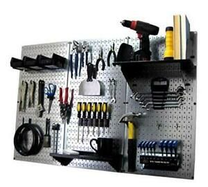 Pegboard Organizer  4 ft. Storage Metallic Pegboard with Black Accessories