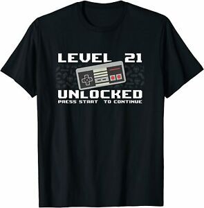 NEW Limited Level 21 Complete 2000 Gamer 21st Birthday Premium Gift Tee T-Shirt