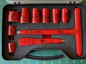 Wiha insulated socket set T Handle extension electrician Germany 3/8 Drive