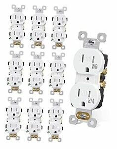 Duplex Receptacle Outlet Outlets, Residential, 3-Wire, Self TR &amp; WR White