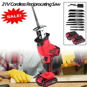 Cordless 21V Reciprocating Saw W/ Battery&amp;charger Recip Sabre Saw Red#