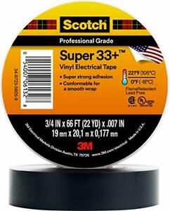 3M Scotch Super 33+ Premium Grade All-Weather Vinyl Electrical Tape 1 in x 36...