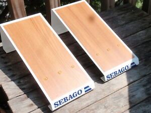 2 SEBAGO METAL SHOE STORE RETAIL DISPLAY RACKS STANDS  11.25 X 5 X 3.5 INCHES