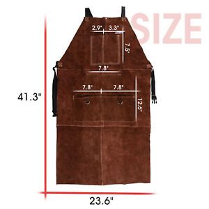 41&#034;x 23&#034;Cowhide Leather Welding Apron Heat Resistant Clothing with pockets