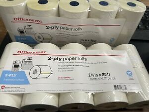 New In Package Office Depot 2-Ply Paper Rolls 2.75&#034; x 85 ft 10 Count Lot Of 2