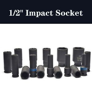 1/2&#034; Drive Deep Impact Socket 10-38mm 6 Point Hex Bolt Heavy Wrench Sleeve CR-V