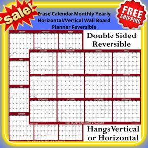 Erase Calendar Monthly Yearly Horizontal/Vertical Wall Board Planner Reversible