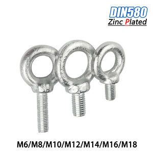 M6 M8 M10 M12 M14 M16 M18 Galvanised Zinc Eye Bolt Lifting Metric Thread DIN 580