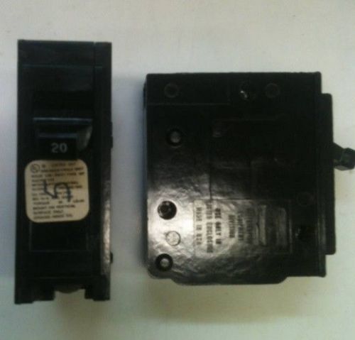 Lot of TWO Crouse Hinds Murray 20 Amp 1 Pole MP MP120 Circuit Breaker