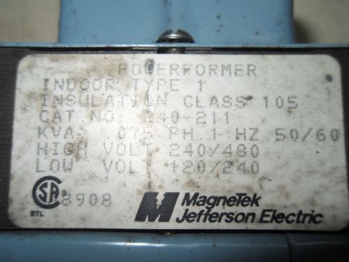 (b4) 1 new magnetek jefferson electric 240-211 powerformer transformer for sale