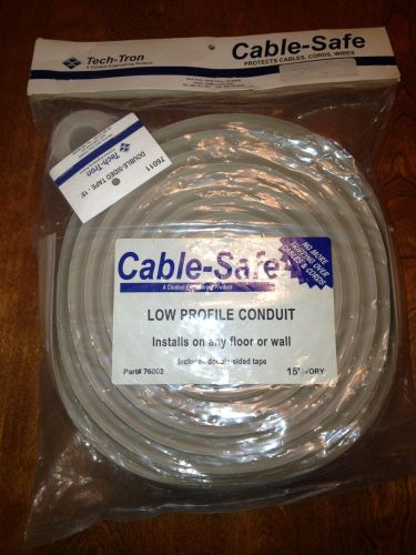 NEW 15&#039; Ivory Tech-Tron Corduct on Floor / Wall Cord Protector Cable-Safe